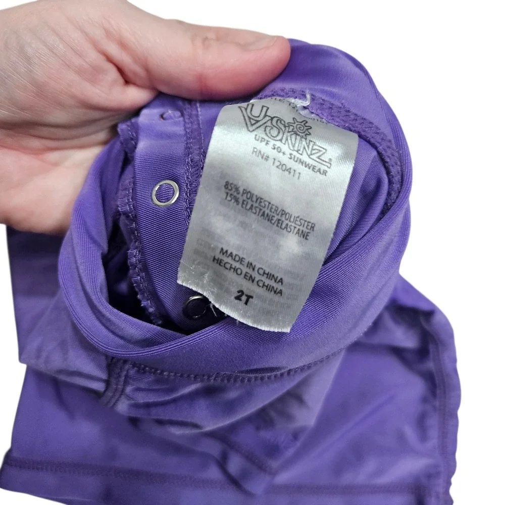 V Skinz UPF 50+ Sunwear Rash Guard Swim‎ Top 2T Purple Narwhal Starfish